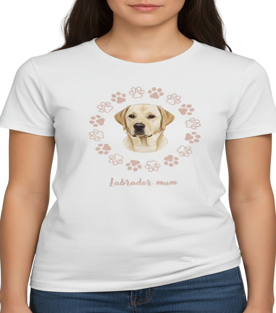 Labrador mum Tshirt | Yellow labrador |Paw prints