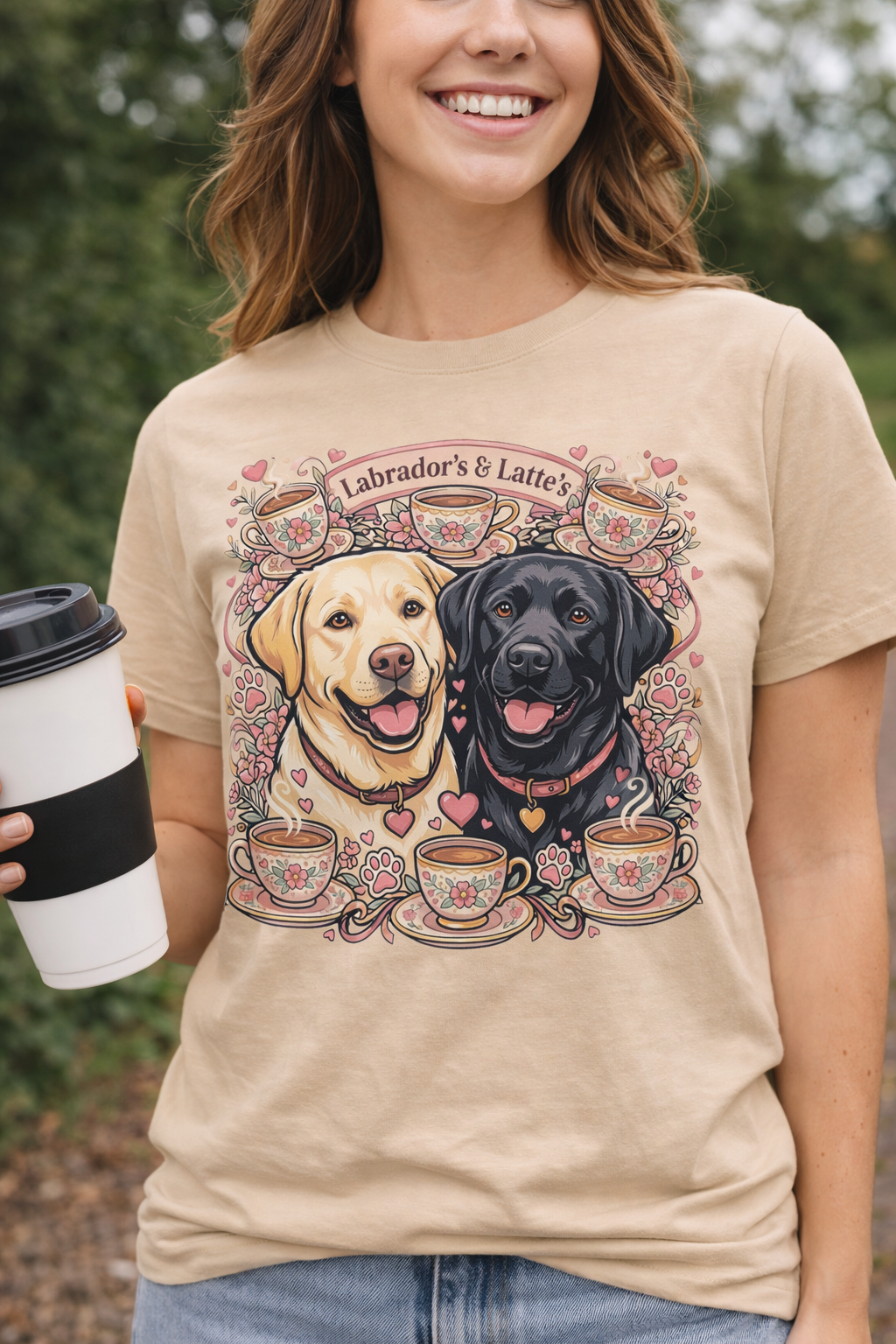 Labradors and Latte's T-shirt. |  Coffee & dog lovers gift.