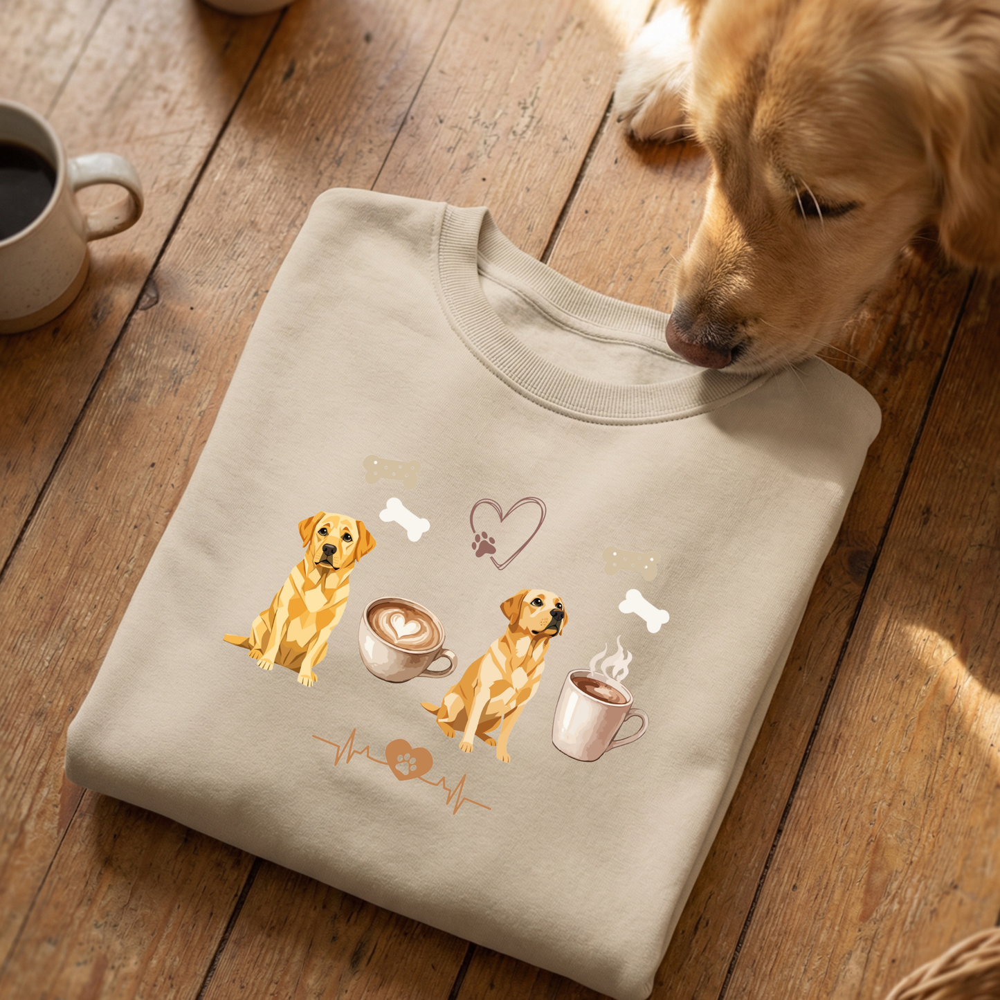Labrador Mum Sweatshirt - Coffee & Dog Lover Essential | Women's sweater