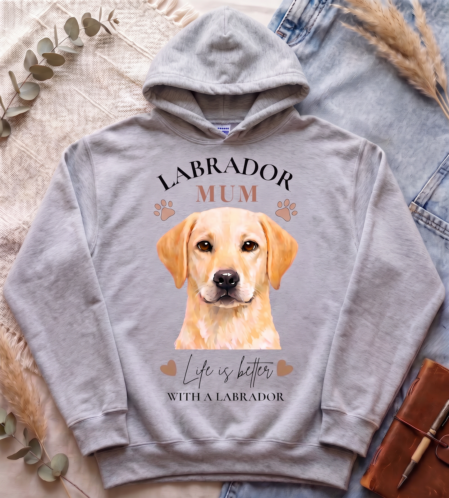 Labrador Mum Hoodie | Yellow Labrador Dog Lover Hoodie | Cute Dog Mum Sweatshirt Gift for Women