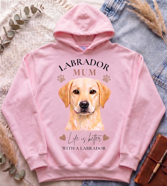 Labrador Mum Hoodie | Yellow Labrador Dog Lover Hoodie | Cute Dog Mum Sweatshirt Gift for Women