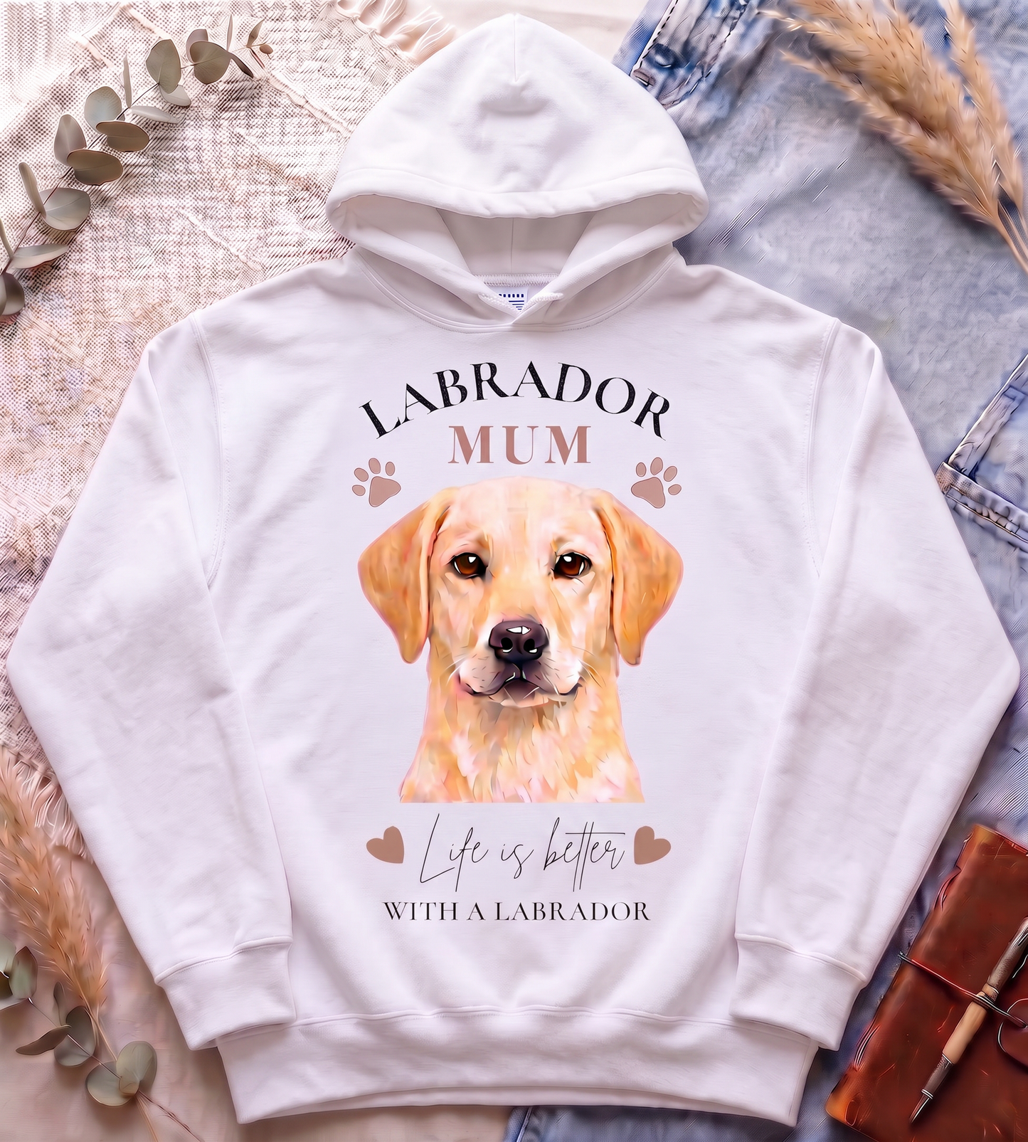 Labrador Mum Hoodie | Yellow Labrador Dog Lover Hoodie | Cute Dog Mum Sweatshirt Gift for Women