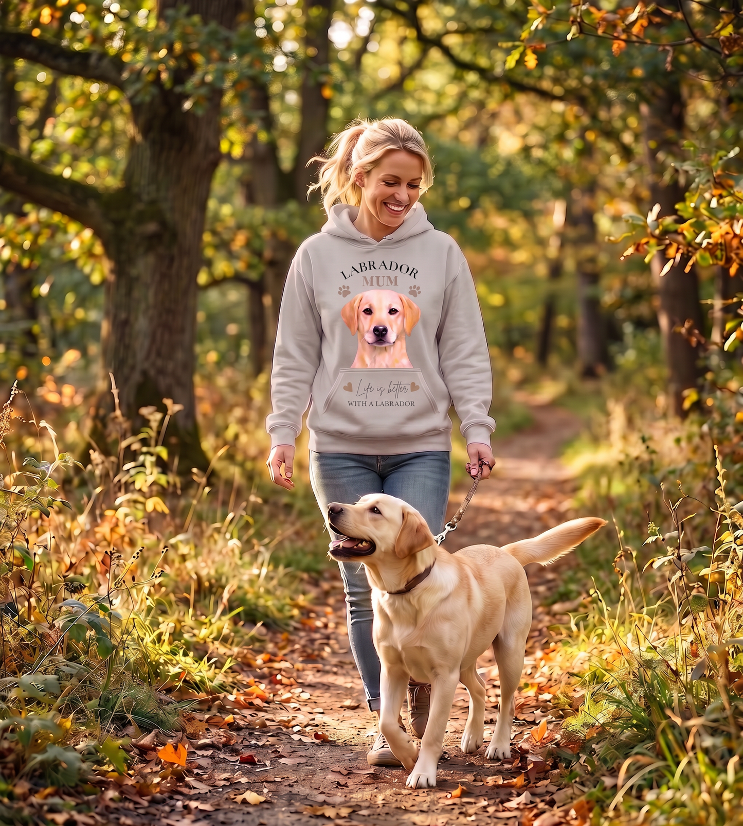Labrador Mum Hoodie | Yellow Labrador Dog Lover Hoodie | Cute Dog Mum Sweatshirt Gift for Women
