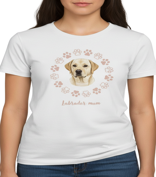 Labrador mum Tshirt | Yellow labrador |Paw prints